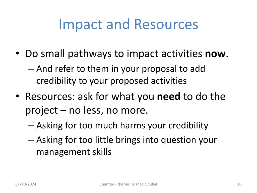 impact and resources