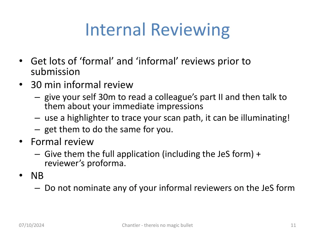 internal reviewing