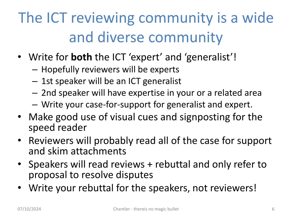 the ict reviewing community is a wide and diverse