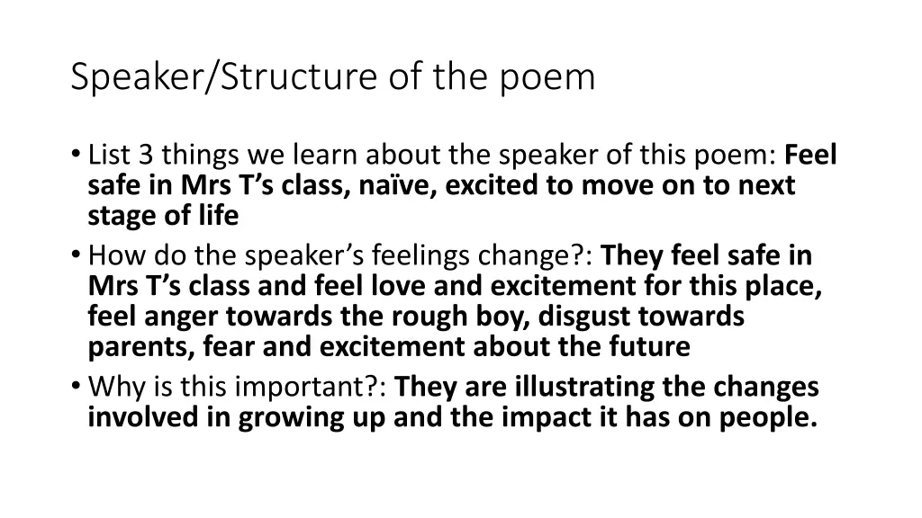 speaker structure of the poem