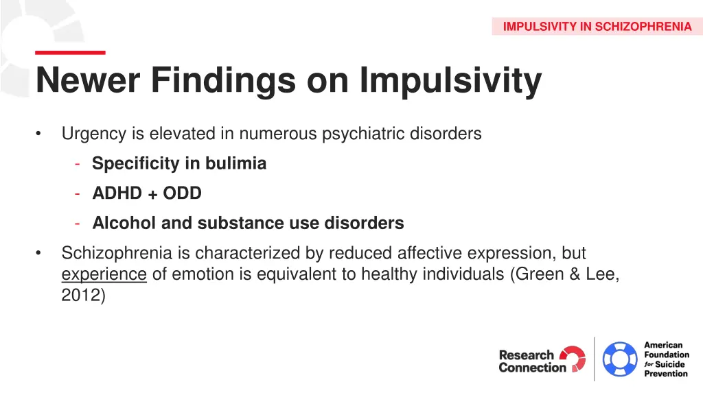 impulsivity in schizophrenia 1