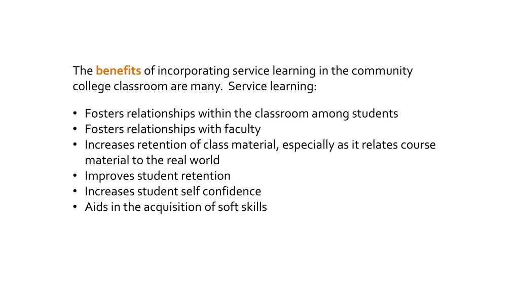 the benefits of incorporating service learning