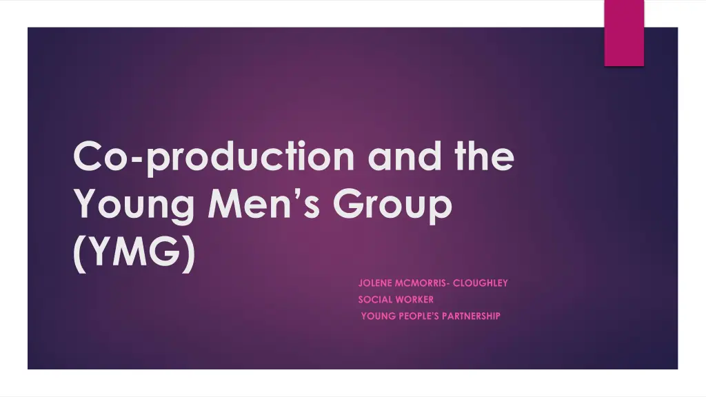 co production and the young men s group ymg