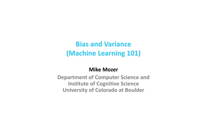 bias and variance machine learning 101