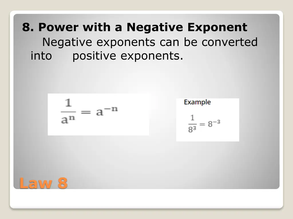 8 power with a negative exponent negative