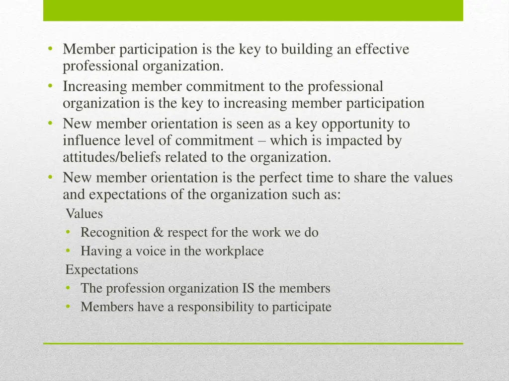 member participation is the key to building