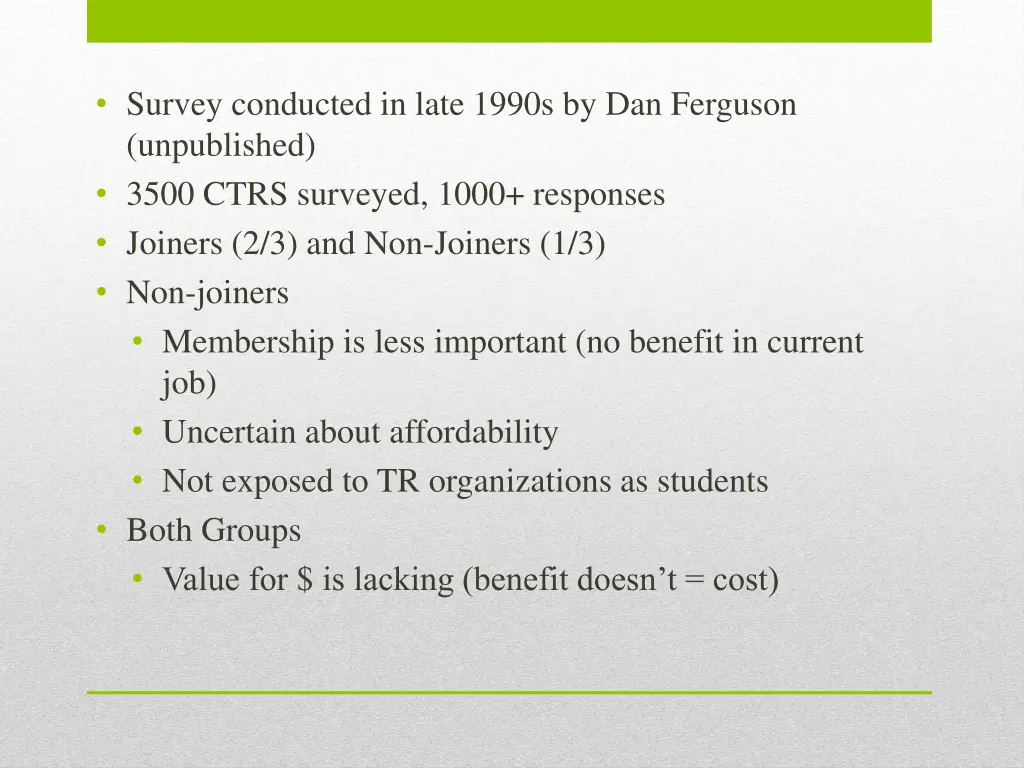 survey conducted in late 1990s by dan ferguson