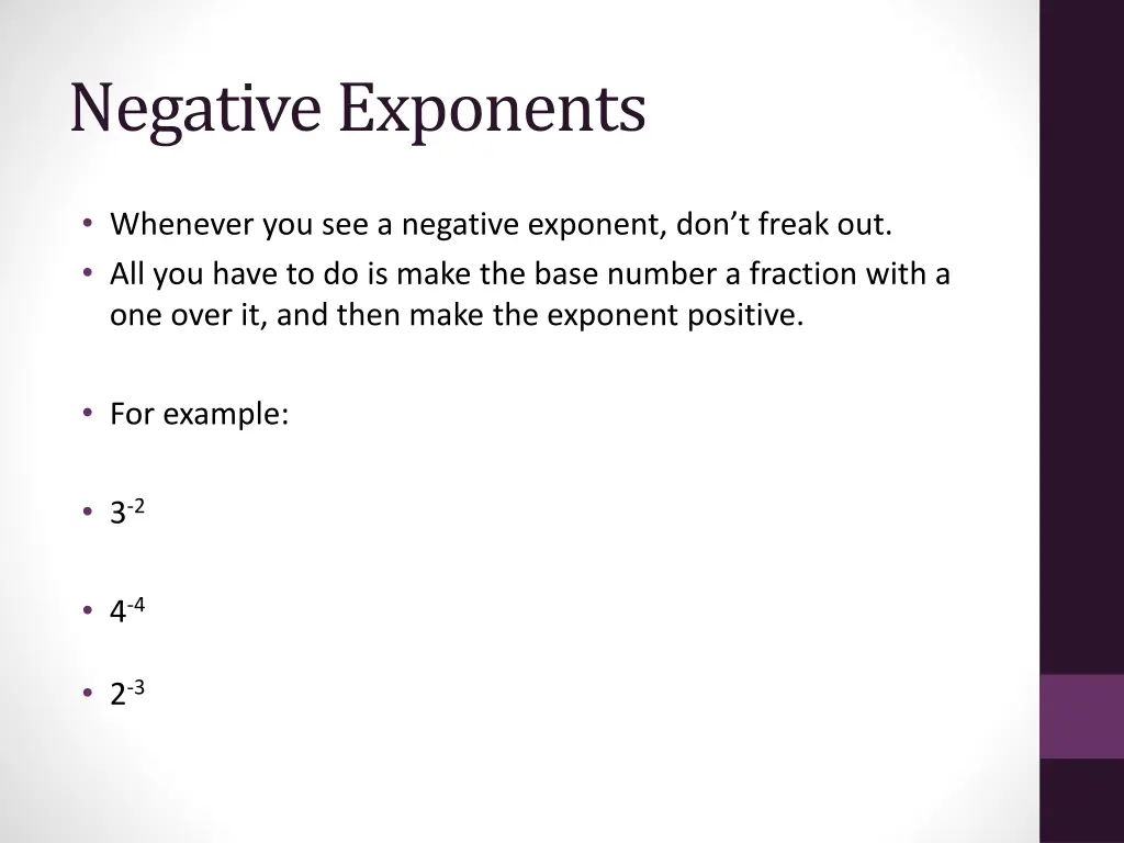 negative exponents