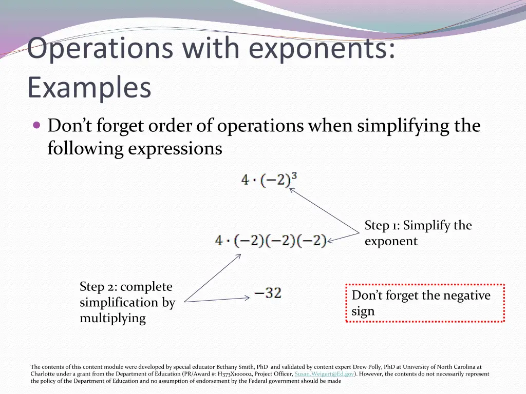 operations with exponents examples