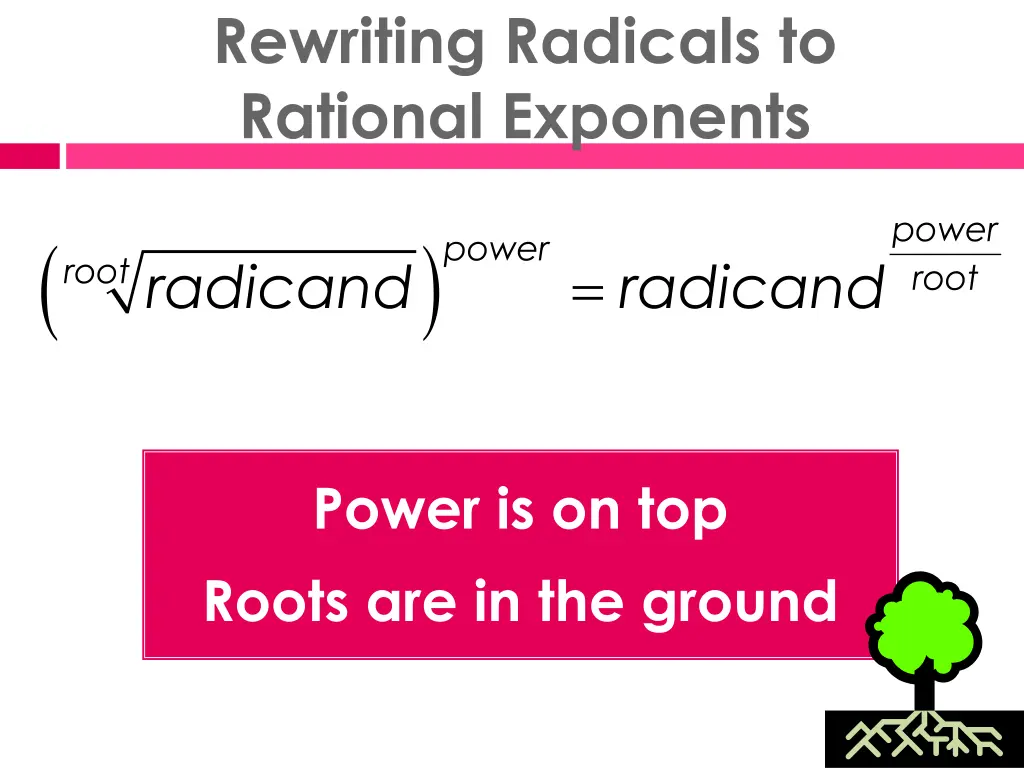 rewriting radicals to rational exponents