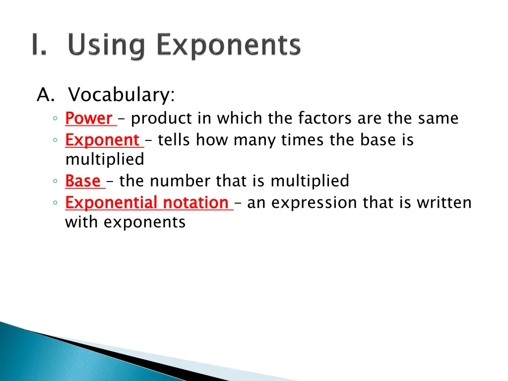 a vocabulary power exponent multiplied base