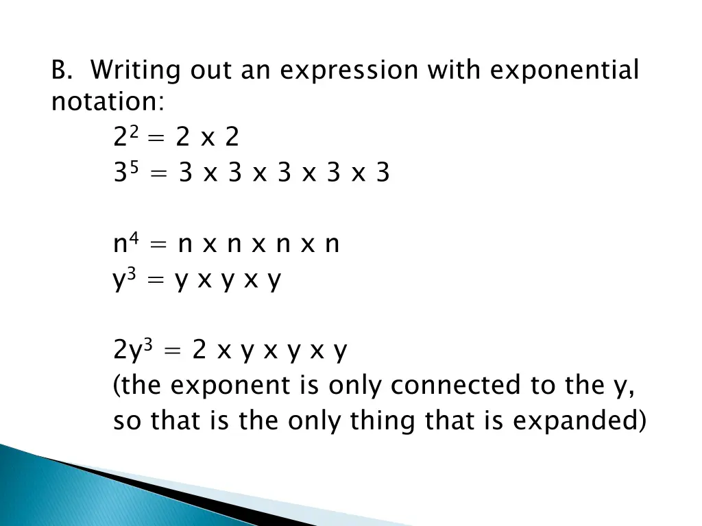 b writing out an expression with exponential