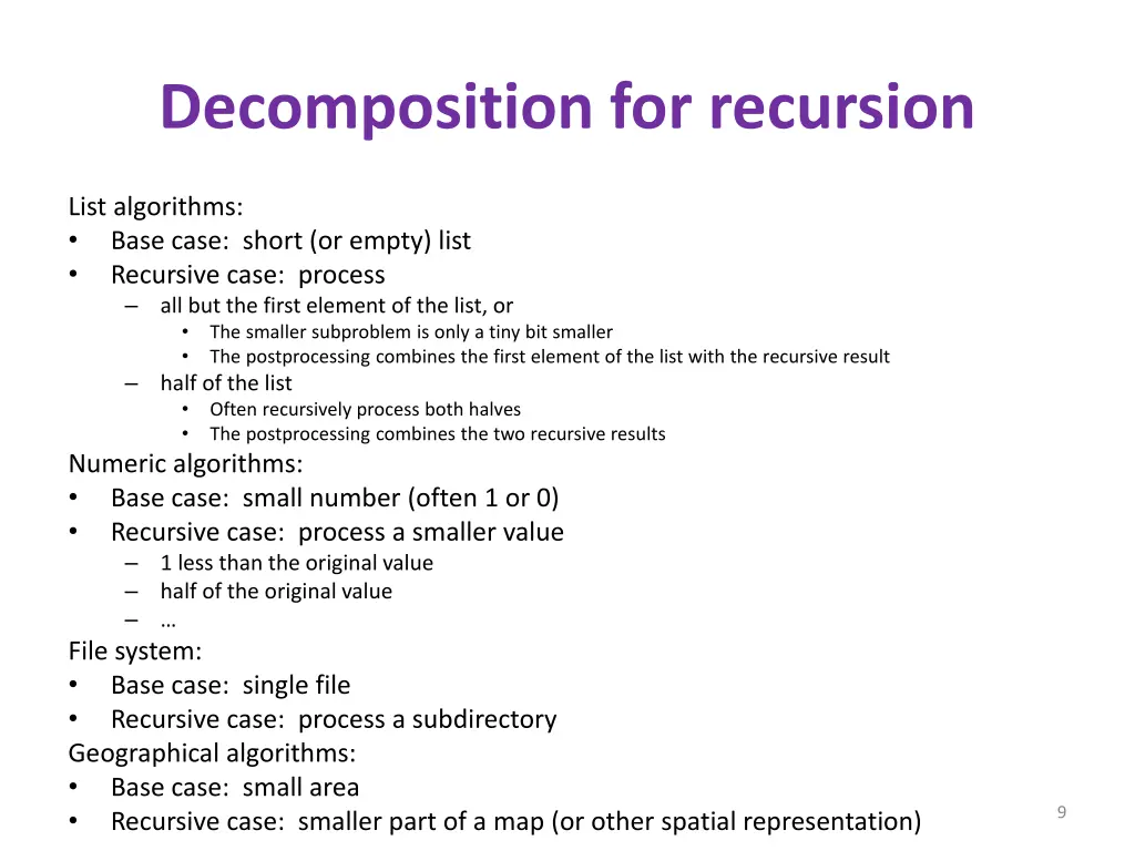 decomposition for recursion