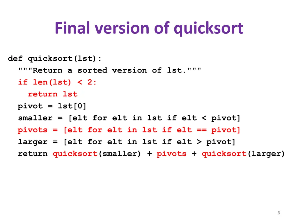 final version of quicksort