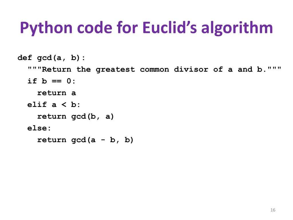 python code for euclid s algorithm