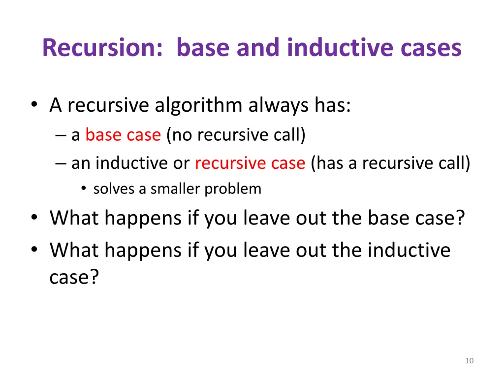 recursion base and inductive cases