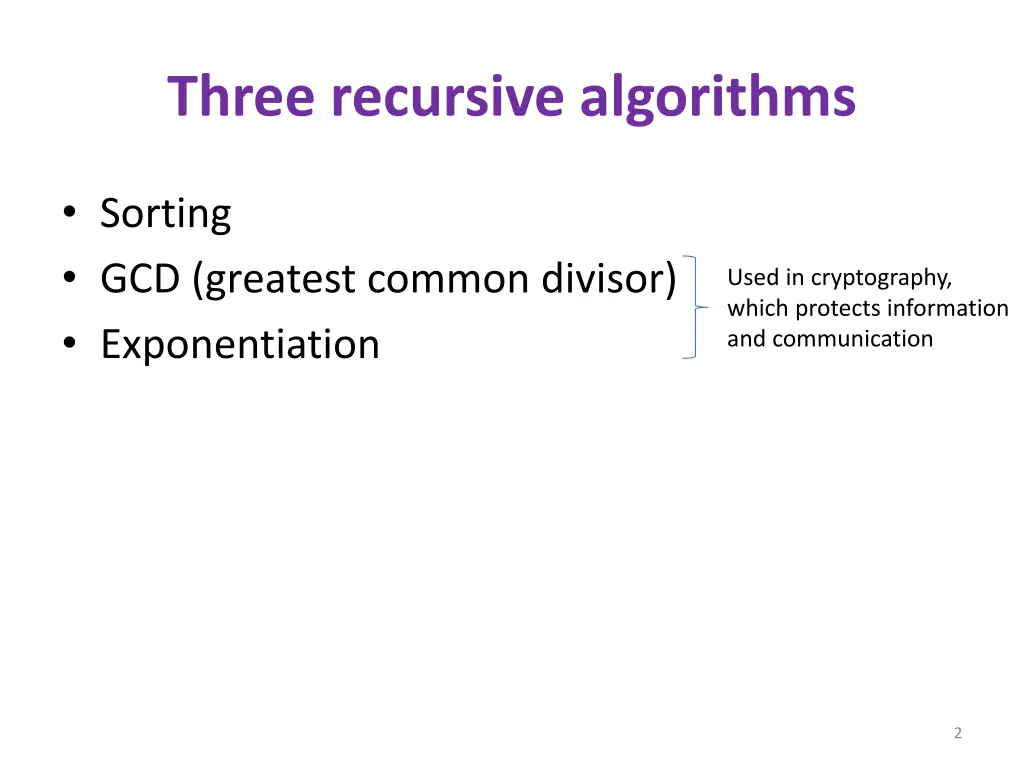 three recursive algorithms