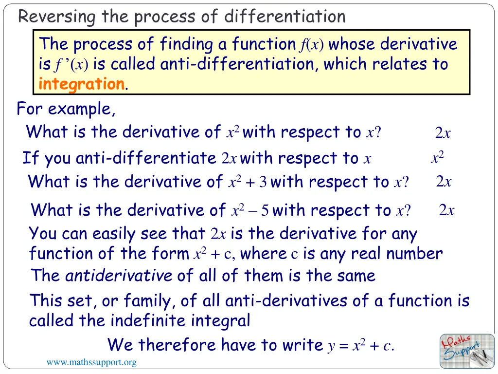 reversing the process of differentiation 1