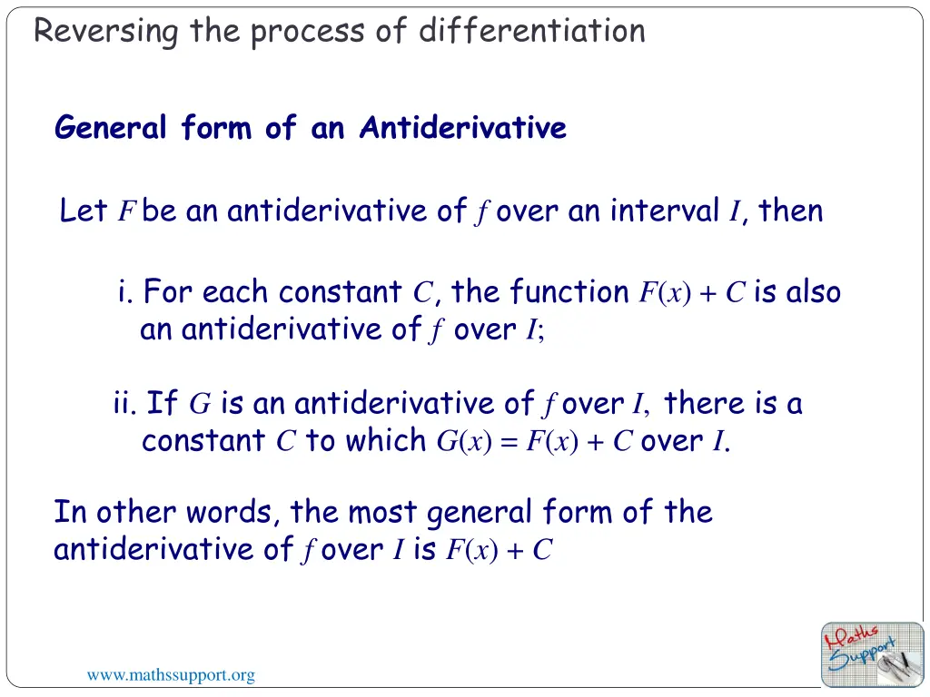 reversing the process of differentiation 2