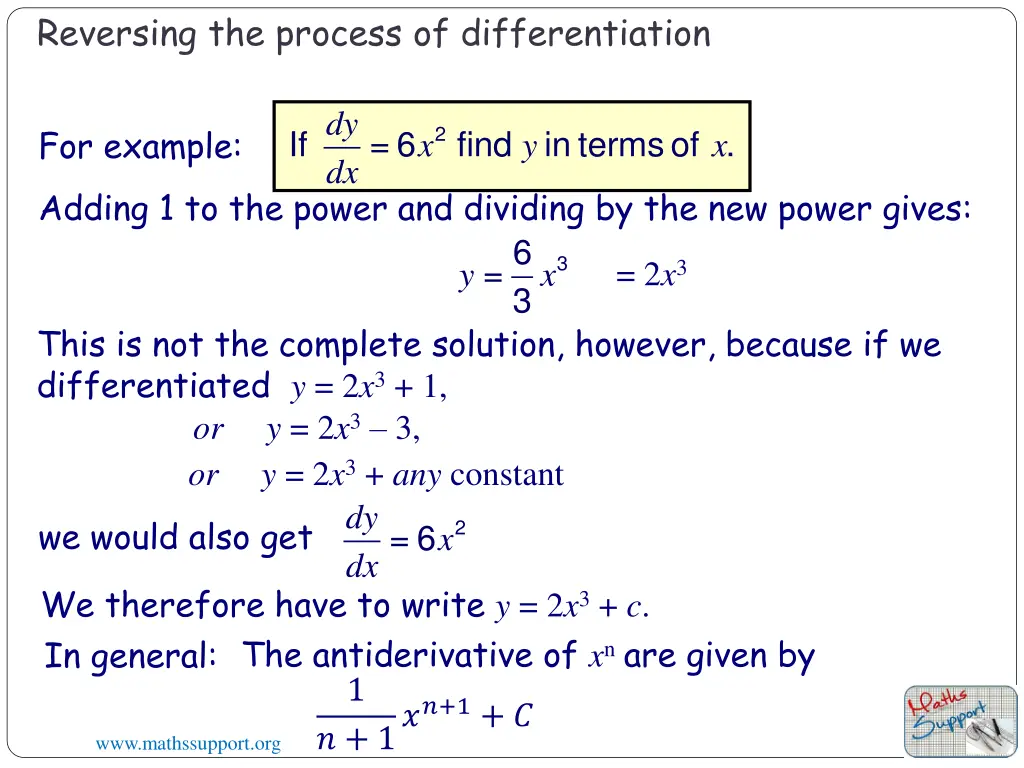 reversing the process of differentiation 3