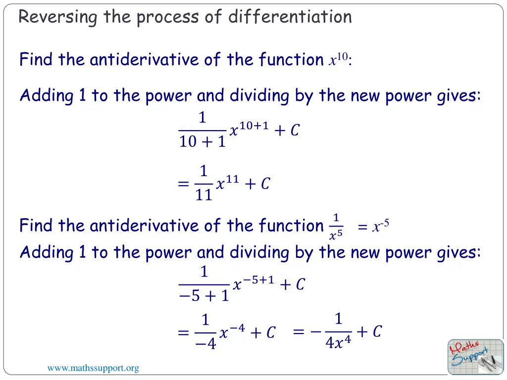 reversing the process of differentiation 4