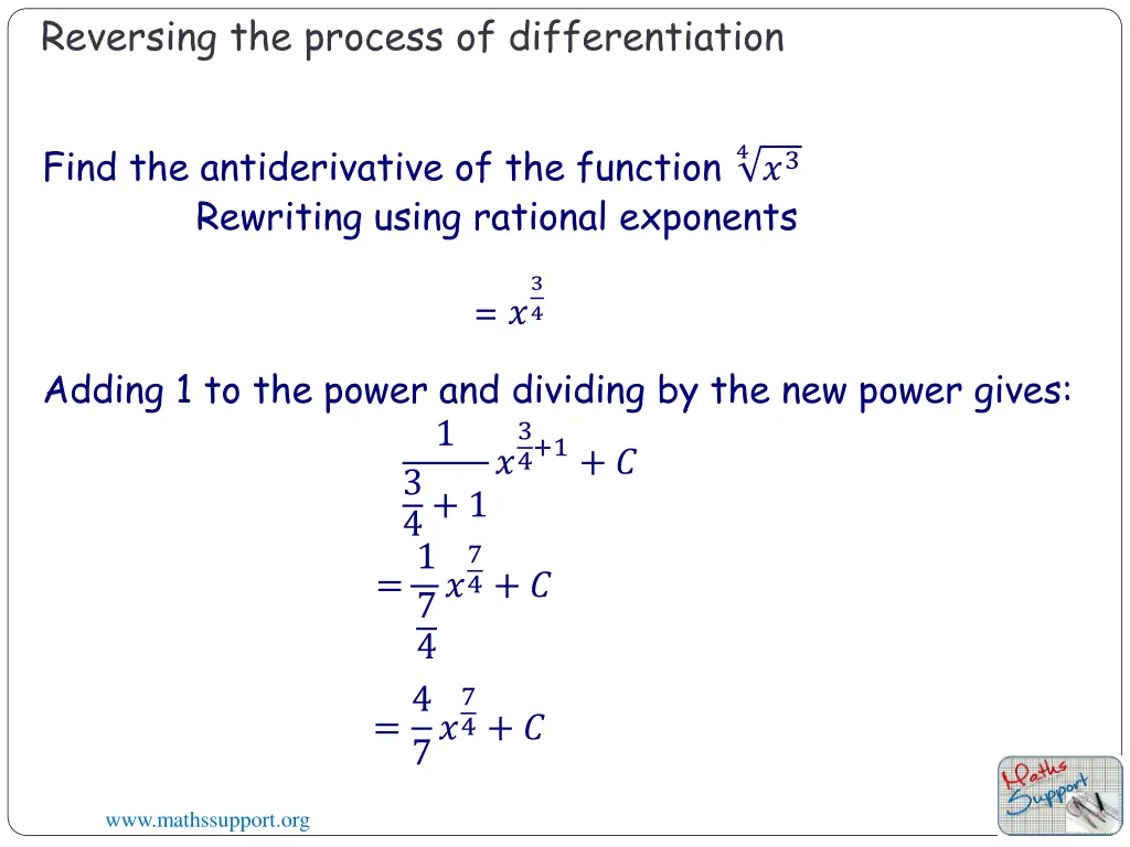 reversing the process of differentiation 5