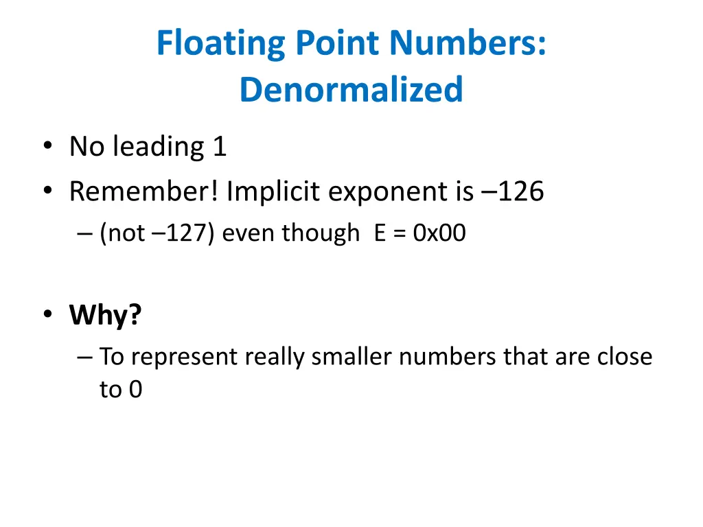 floating point numbers denormalized