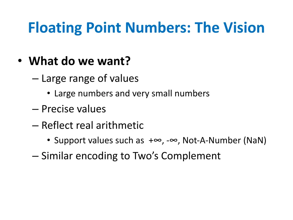 floating point numbers the vision