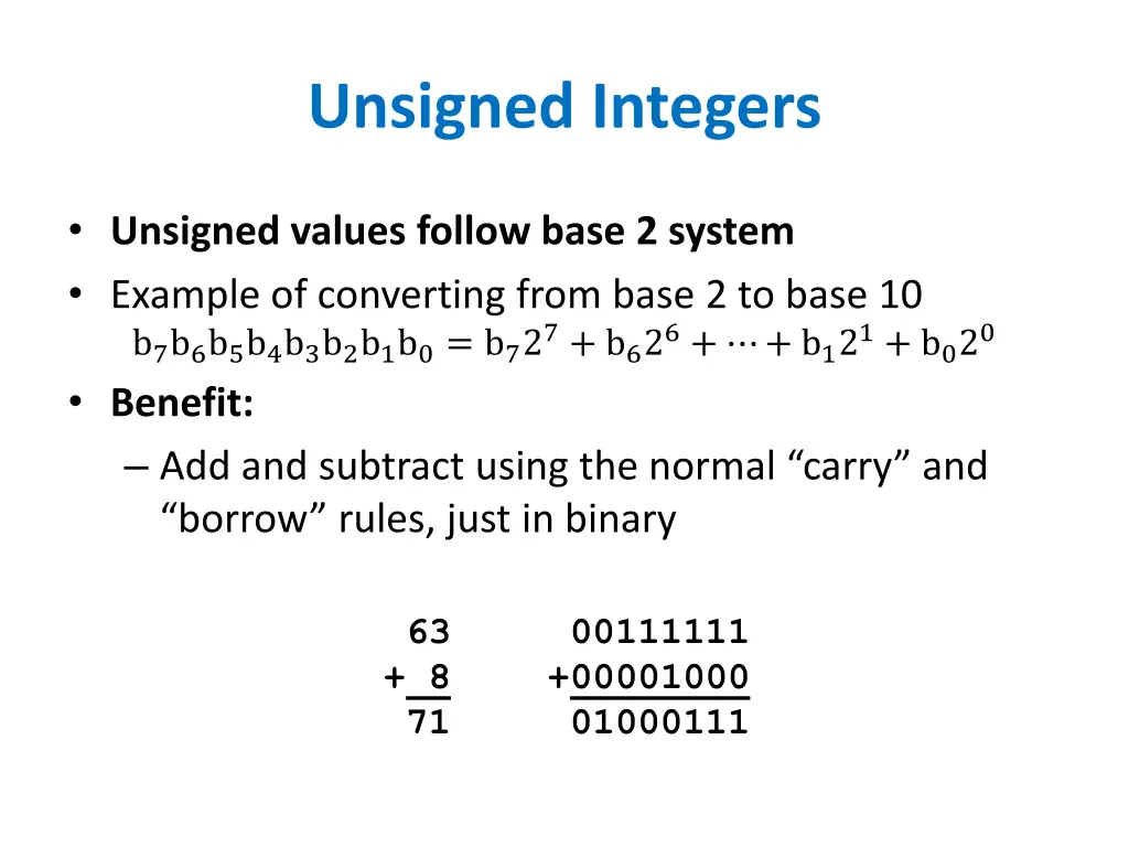 unsigned integers