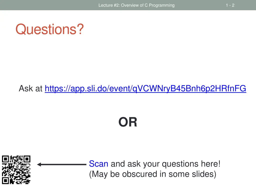 lecture 2 overview of c programming