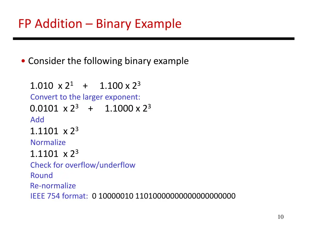 fp addition binary example