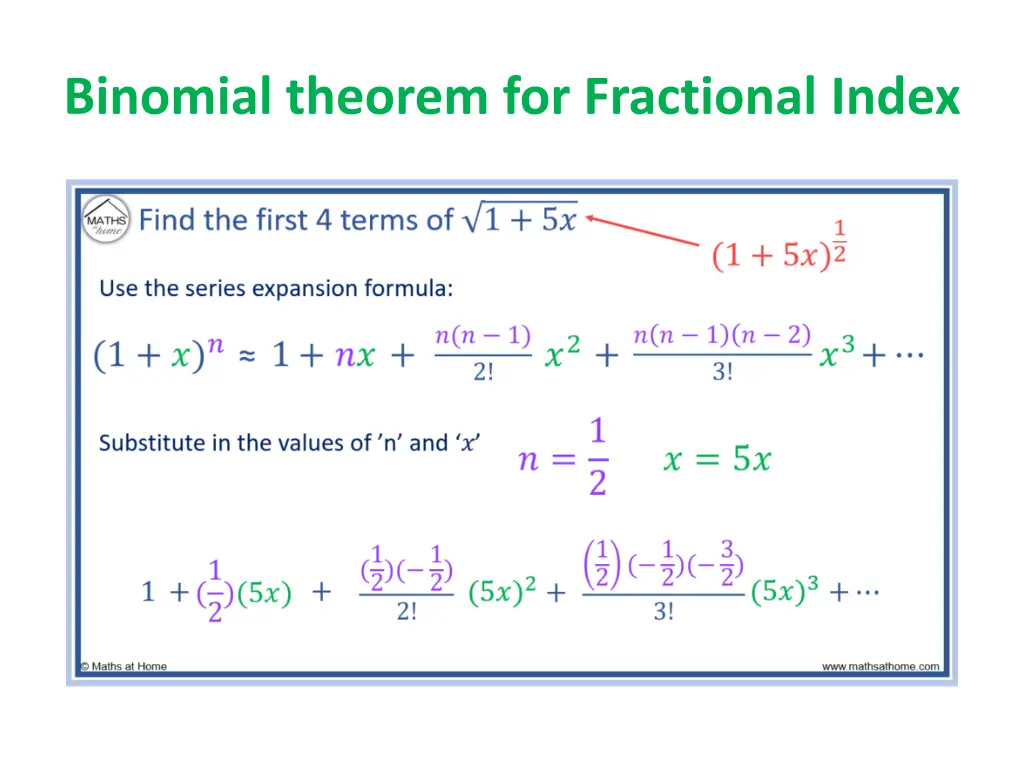 binomial theorem for fractional index