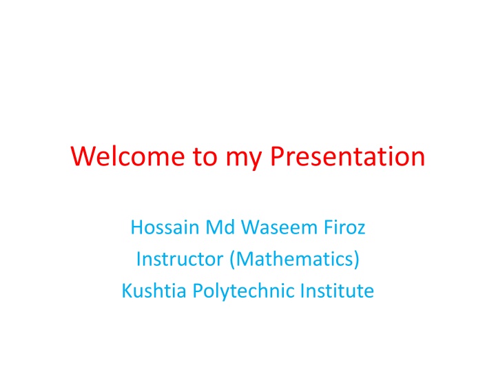 welcome to my presentation