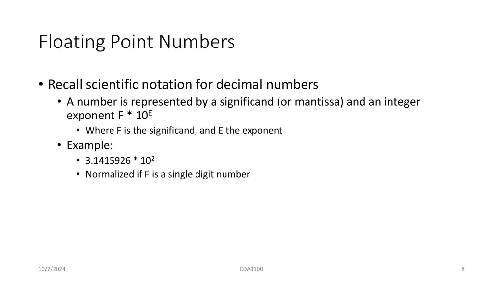 floating point numbers