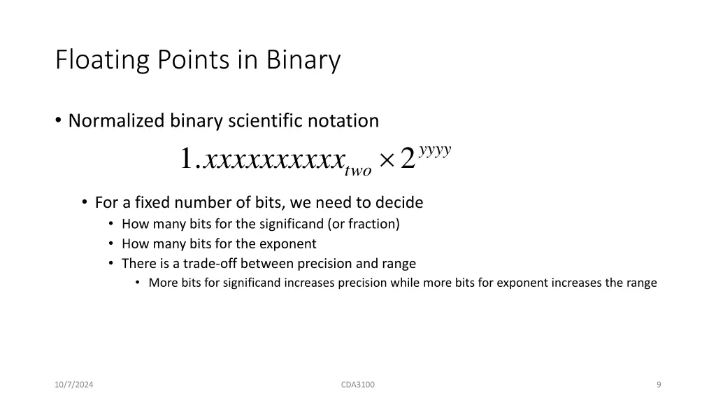 floating points in binary