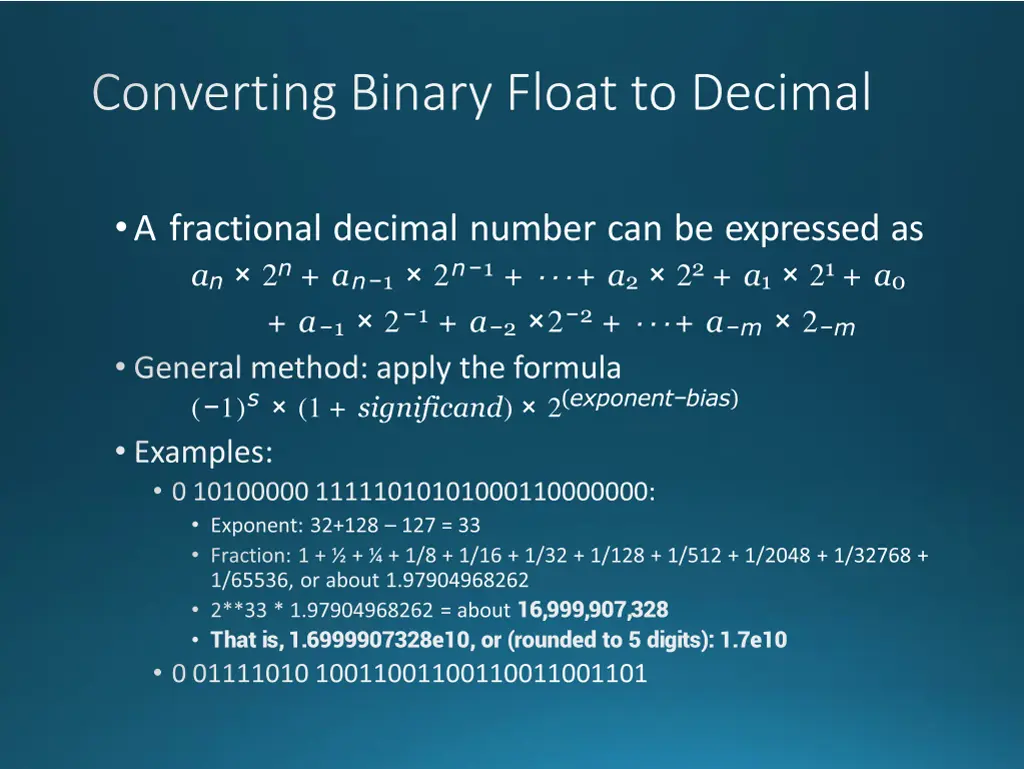 converting binary float to decimal