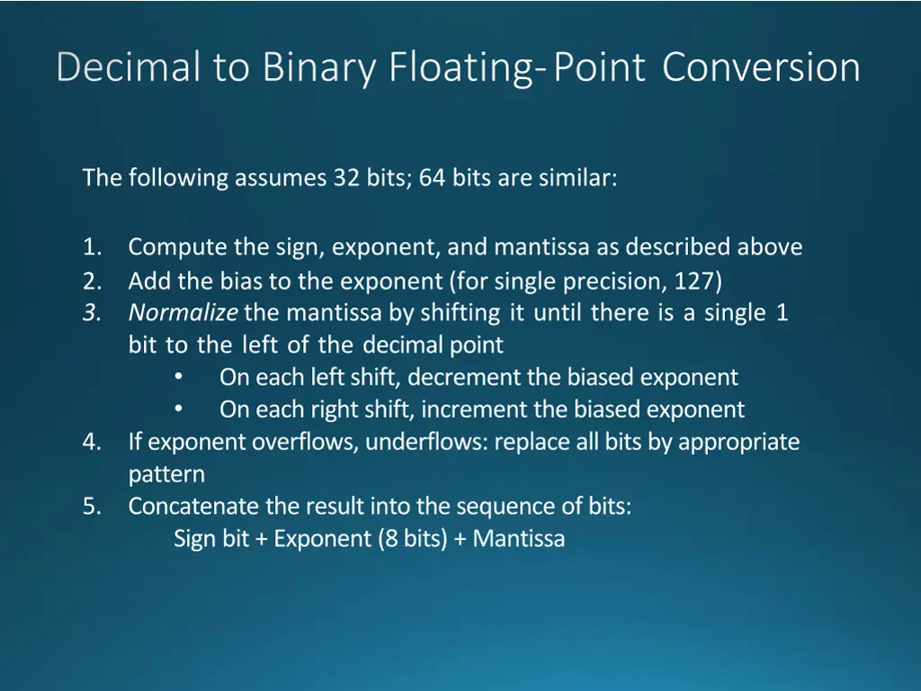 decimal to binary floating point conversion 1