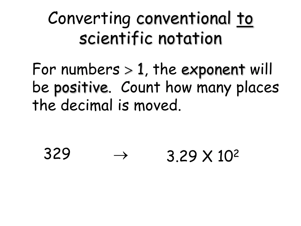 converting conventional to scientific notation