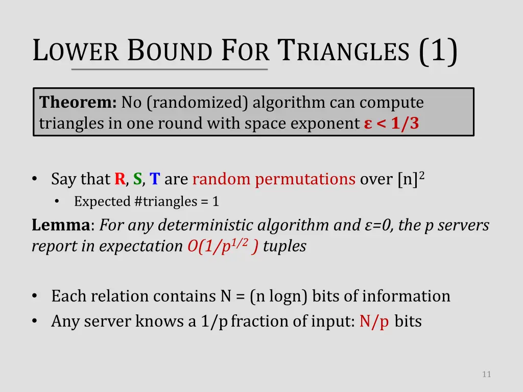 l ower b ound f or t riangles 1