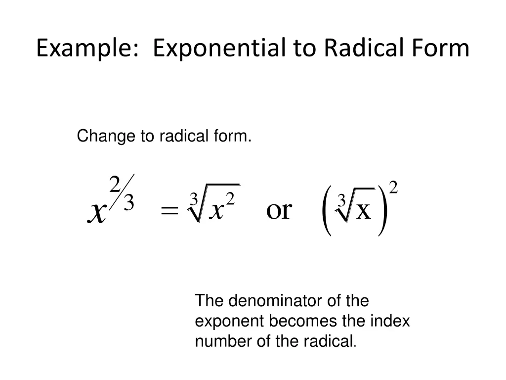 example exponential to radical form