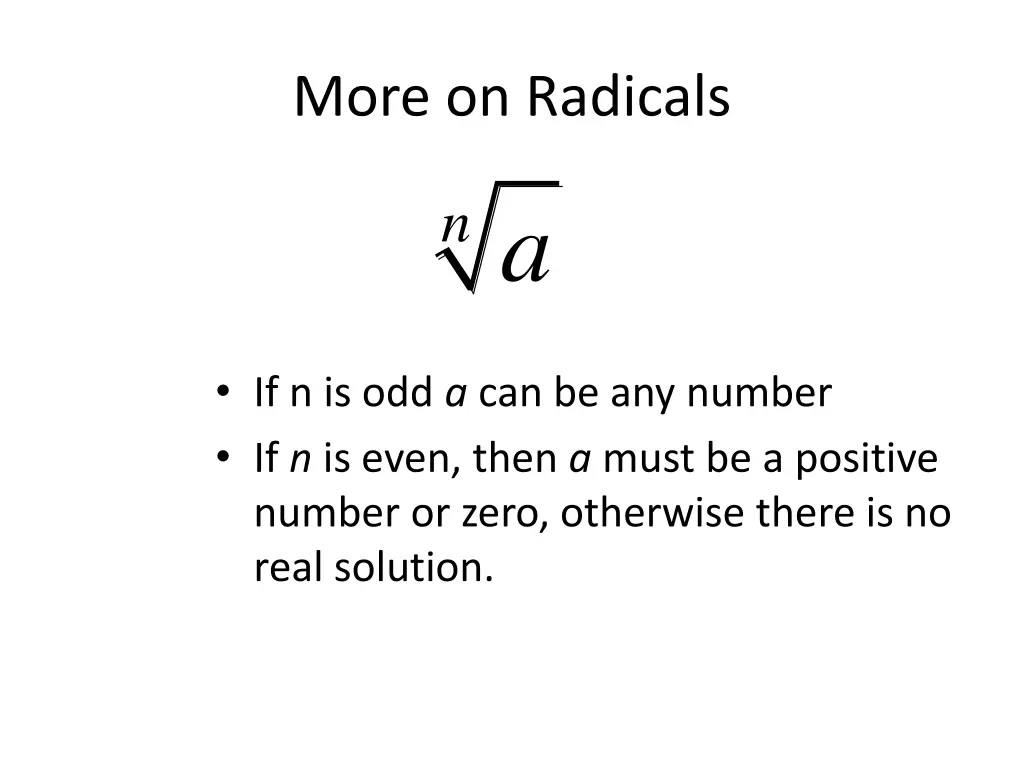 more on radicals