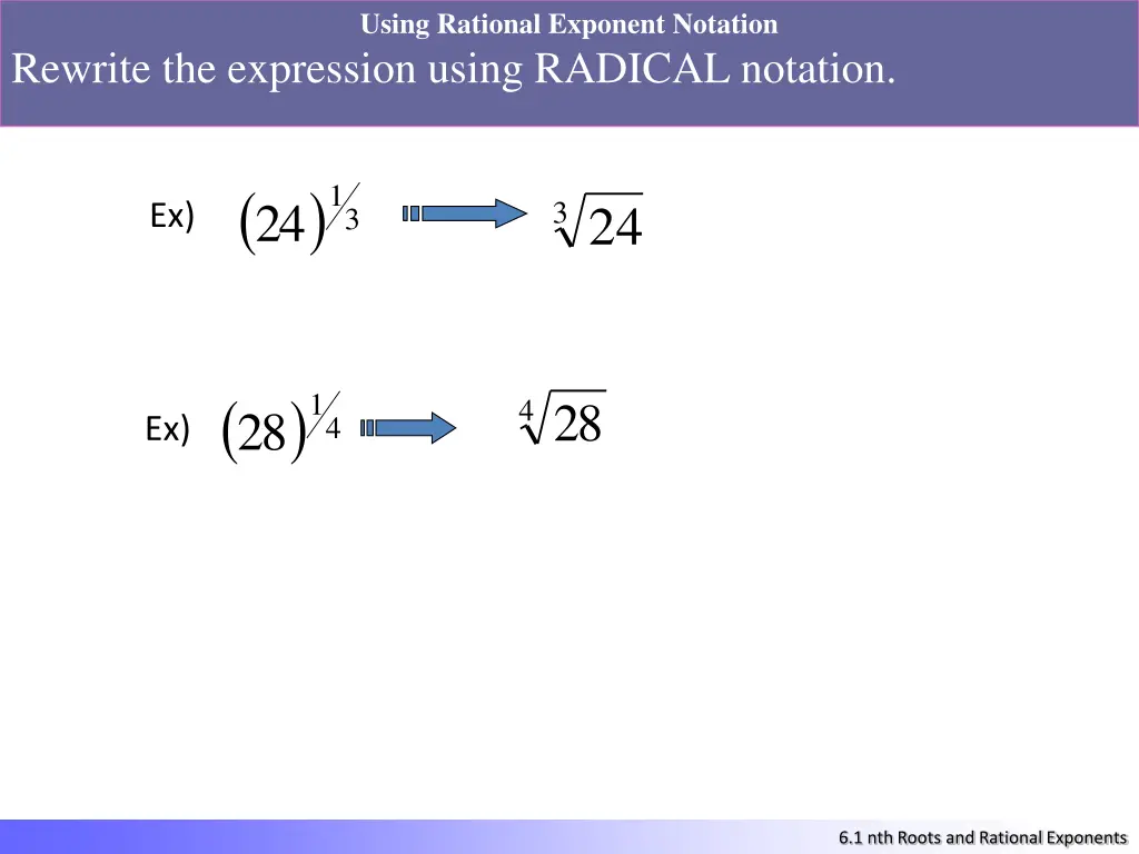 using rational exponent notation