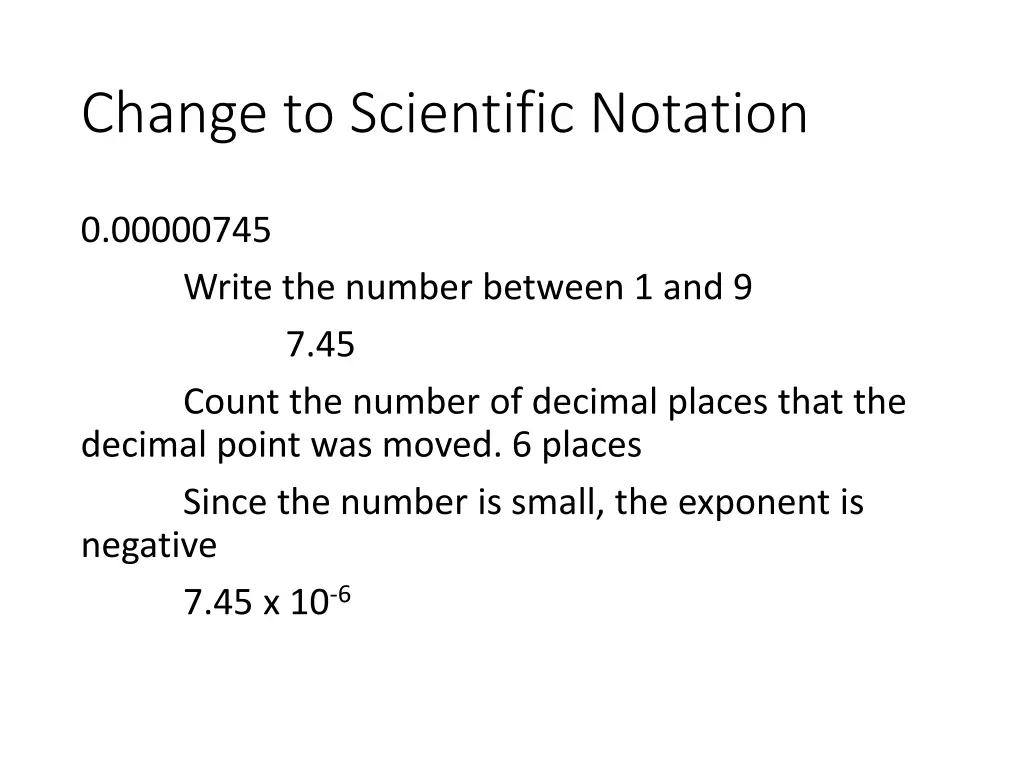 change to scientific notation 1