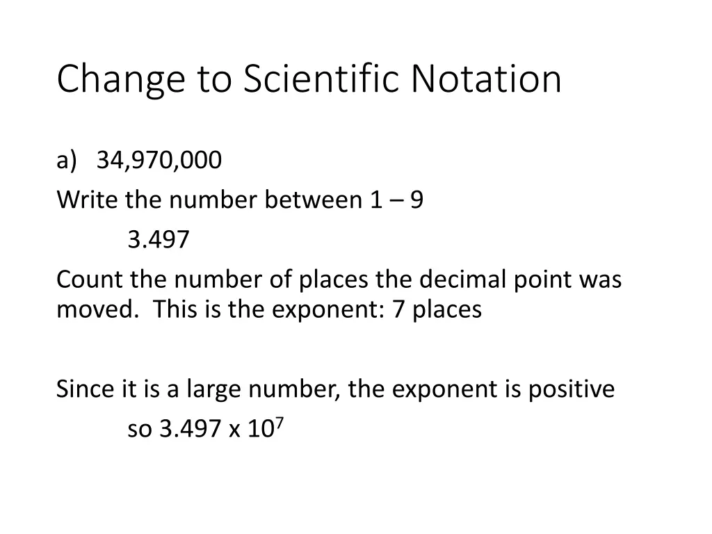 change to scientific notation