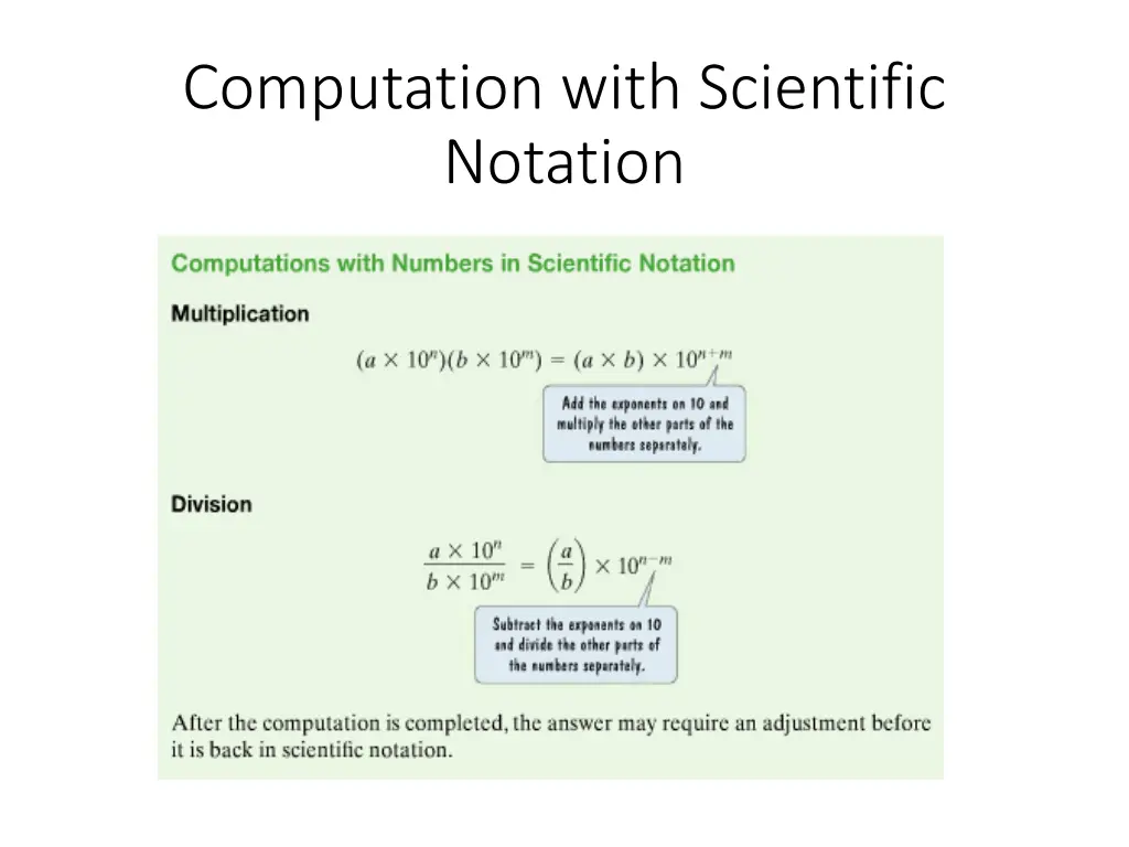 computation with scientific notation