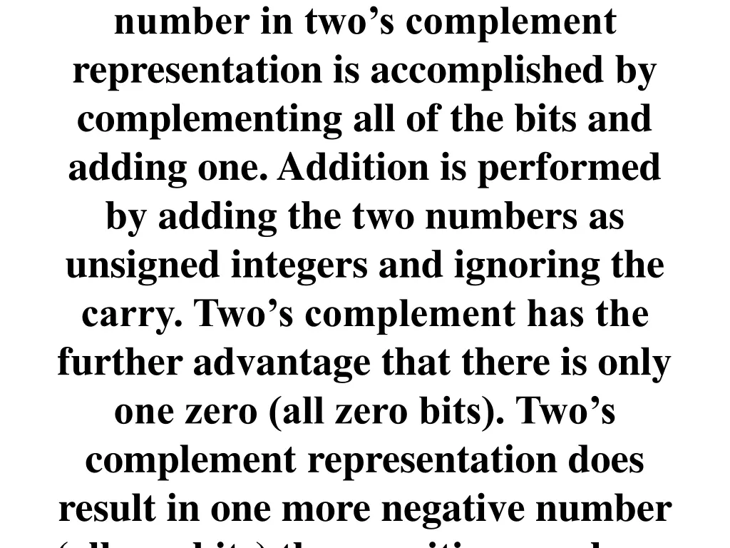 number in two s complement representation