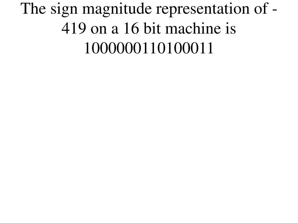 the sign magnitude representation