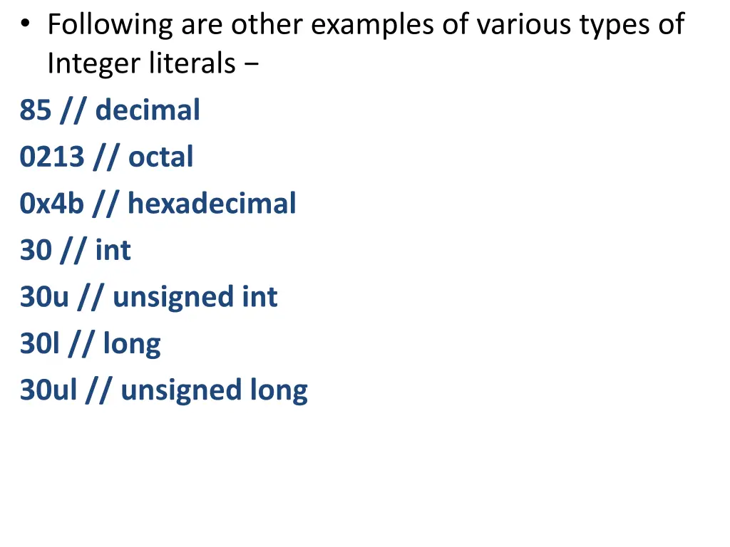 following are other examples of various types