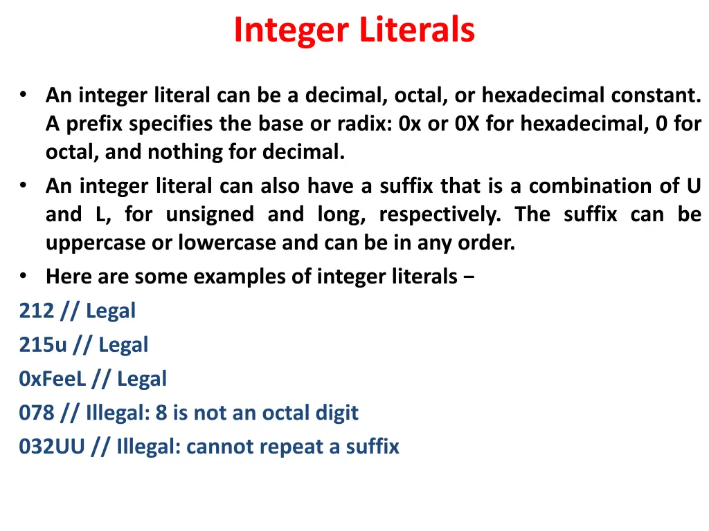 integer literals