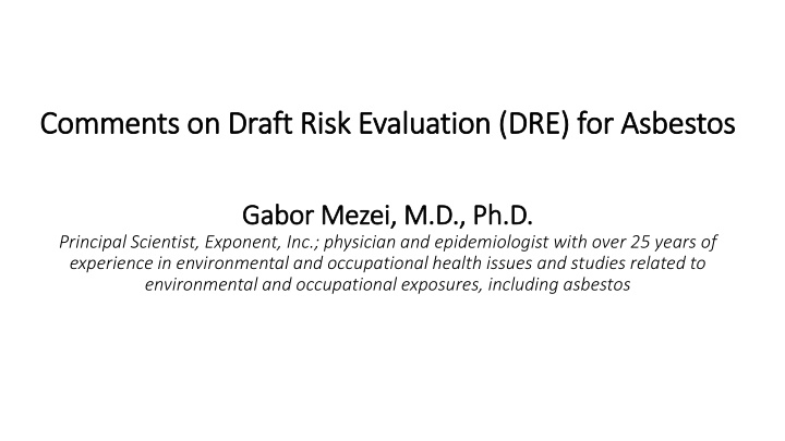 comments on draft risk evaluation